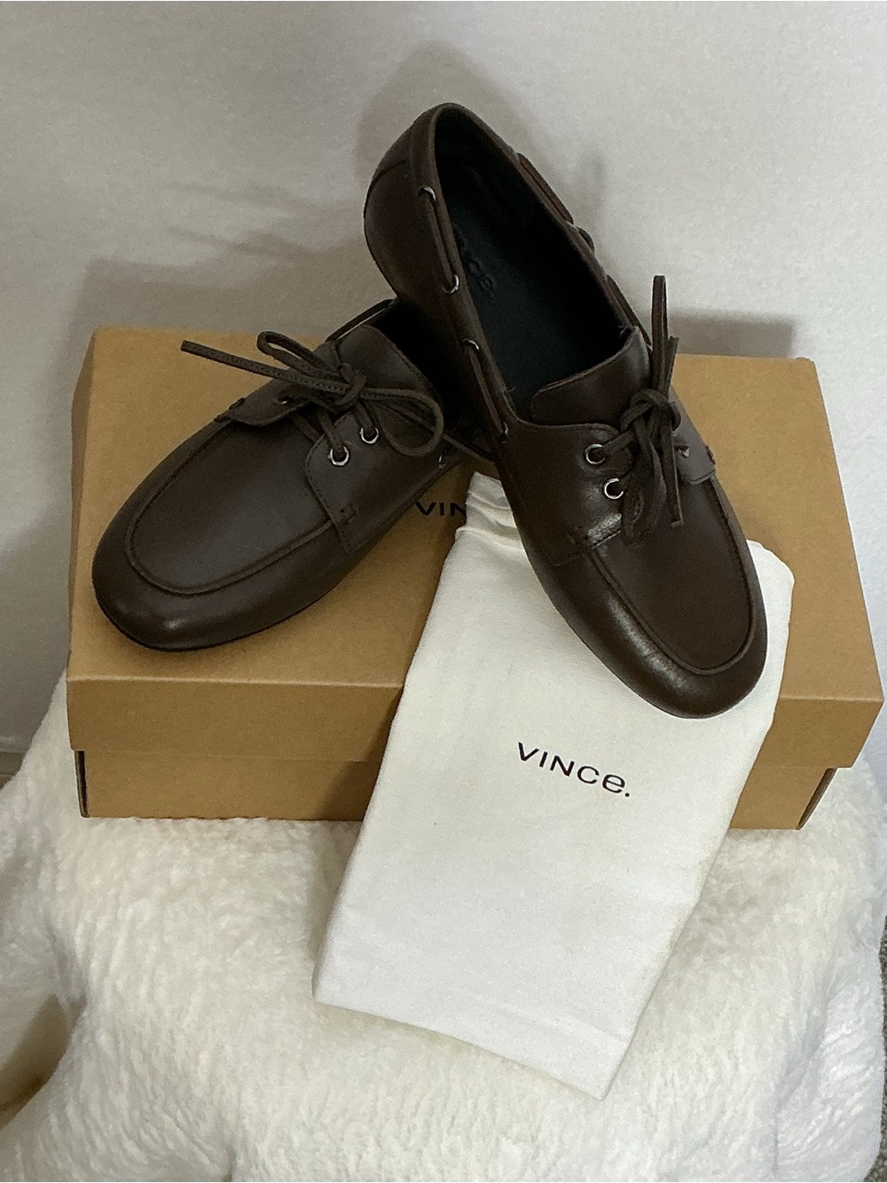Vince Brown Leather Lace-Up Loafers / Boat Shoes - Size 7 - Picture 4 of 7